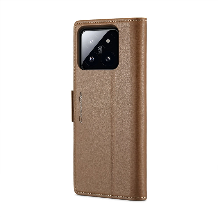 For Xiaomi 14 CaseMe 023 Butterfly Buckle Litchi Texture RFID Anti-theft Leather Phone Case(Brown) - 14 Cases by CaseMe | Online Shopping UK | buy2fix