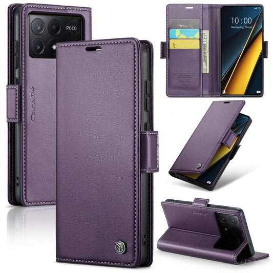 For Xiaomi Poco X6 Pro 5G/Redmi K70E 5G CaseMe 023 Butterfly Buckle Litchi Texture RFID Anti-theft Leather Phone Case(Pearly Purple) - K70E Cases by CaseMe | Online Shopping UK | buy2fix