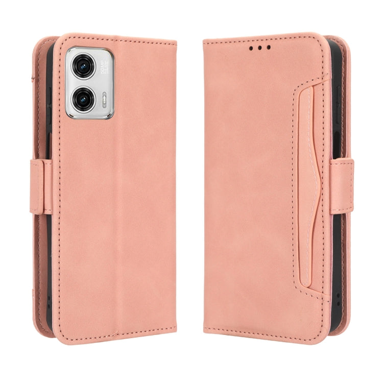 For Motorola Moto G 5G 2023 Skin Feel Calf Texture Card Slots Leather Phone Case(Pink) - Motorola Cases by buy2fix | Online Shopping UK | buy2fix