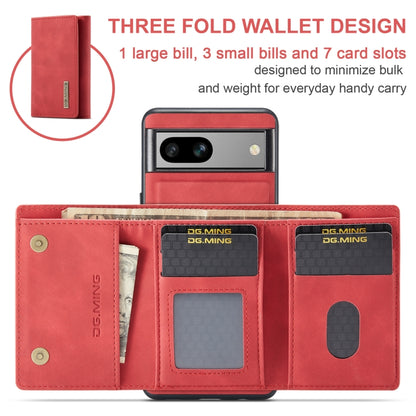 For Google Pixel 7A DG.MING M1 Series 3-Fold Multi Card Wallet + Magnetic Phone Case(Red) - Google Cases by DG.MING | Online Shopping UK | buy2fix