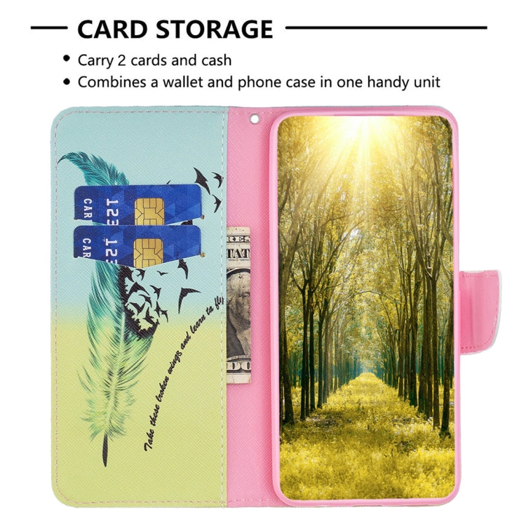 For Xiaomi Redmi K70 / K70 Pro Colored Drawing Pattern Leather Phone Case(Feather) - K70 Pro Cases by buy2fix | Online Shopping UK | buy2fix