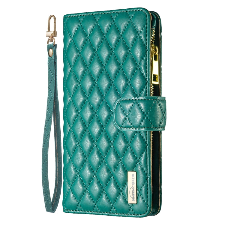 For Xiaomi Redmi K70 / K70 Pro Diamond Lattice Zipper Wallet Leather Flip Phone Case(Green) - K70 Pro Cases by buy2fix | Online Shopping UK | buy2fix