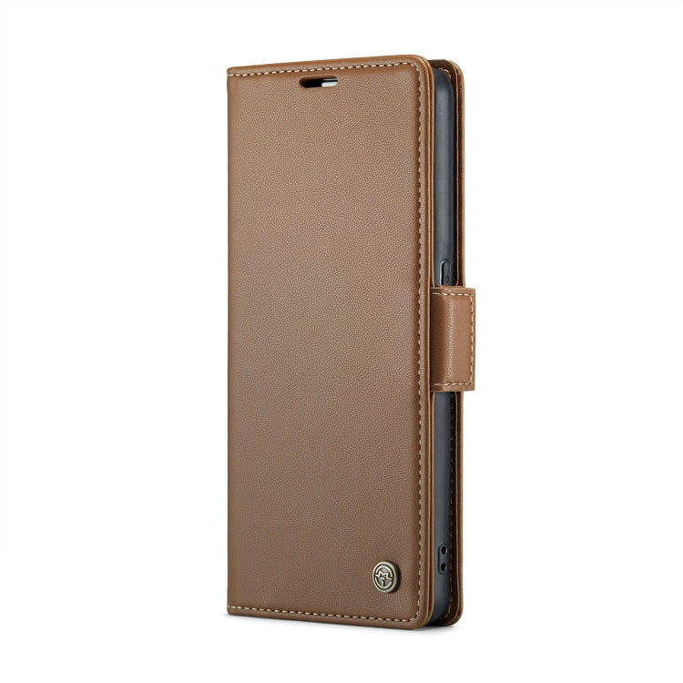 For OPPO Reno8 Lite Global CaseMe 023 Butterfly Buckle Litchi Texture RFID Anti-theft Leather Phone Case(Brown) - OPPO Cases by CaseMe | Online Shopping UK | buy2fix