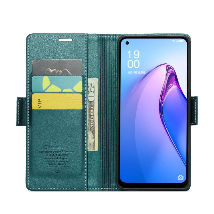 For OPPO Reno8 5G Global CaseMe 023 Butterfly Buckle Litchi Texture RFID Anti-theft Leather Phone Case(Pearly Blue) - OPPO Cases by CaseMe | Online Shopping UK | buy2fix