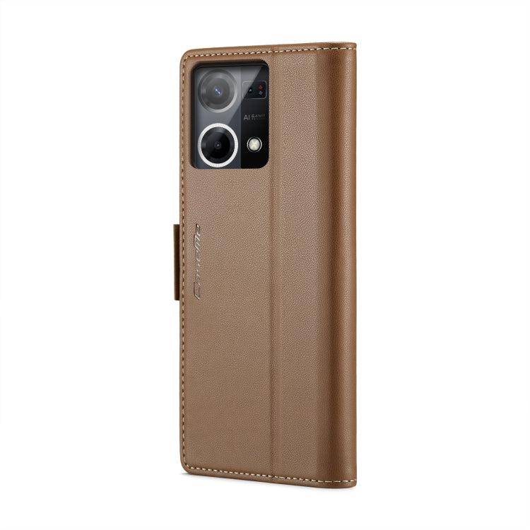 For OPPO Reno7 4G Indonesia/F21 Pro 4G/Reno8 4G CaseMe 023 Butterfly Buckle Litchi Texture RFID Anti-theft Leather Phone Case(Brown) - OPPO Cases by CaseMe | Online Shopping UK | buy2fix