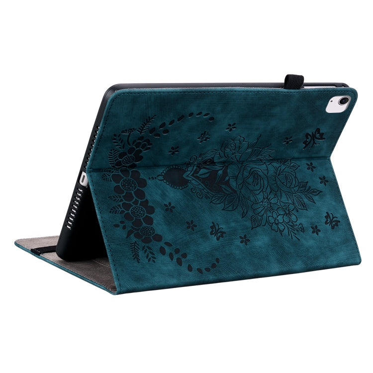 For iPad Air 11 2024 Butterfly Rose Embossed Leather Smart Tablet Case(Dark Blue) - iPad Air 11 2024 Cases by buy2fix | Online Shopping UK | buy2fix