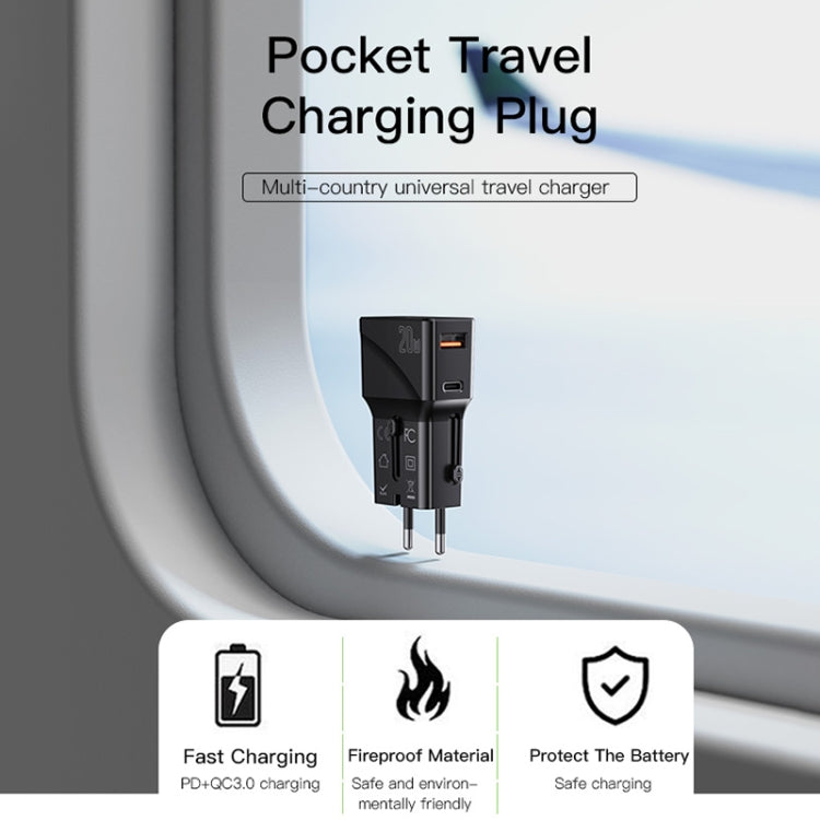 Yesido MC-17 QC3.0 + PD 20W Dual Port Global Universal Travel Charger(Black) - USB Charger by Yesido | Online Shopping UK | buy2fix