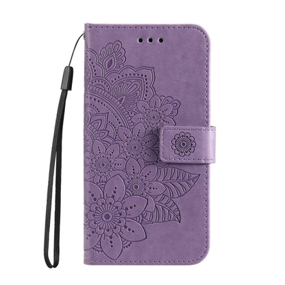 For Xiaomi Redmi Note13 Pro 4G Global/Poco M6 Pro 4G 7-petal Flowers Embossing Leather Phone Case(Light Purple) - Note 13 Pro Cases by buy2fix | Online Shopping UK | buy2fix