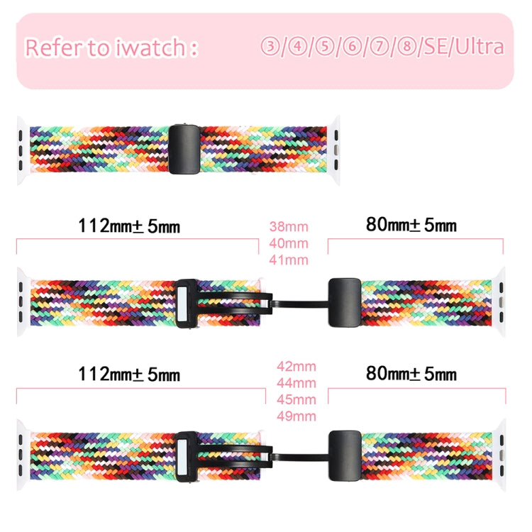 Magnetic Fold Clasp Woven Watch Band For Apple Watch 9 41mm(Rainbow Color) - Watch Bands by buy2fix | Online Shopping UK | buy2fix