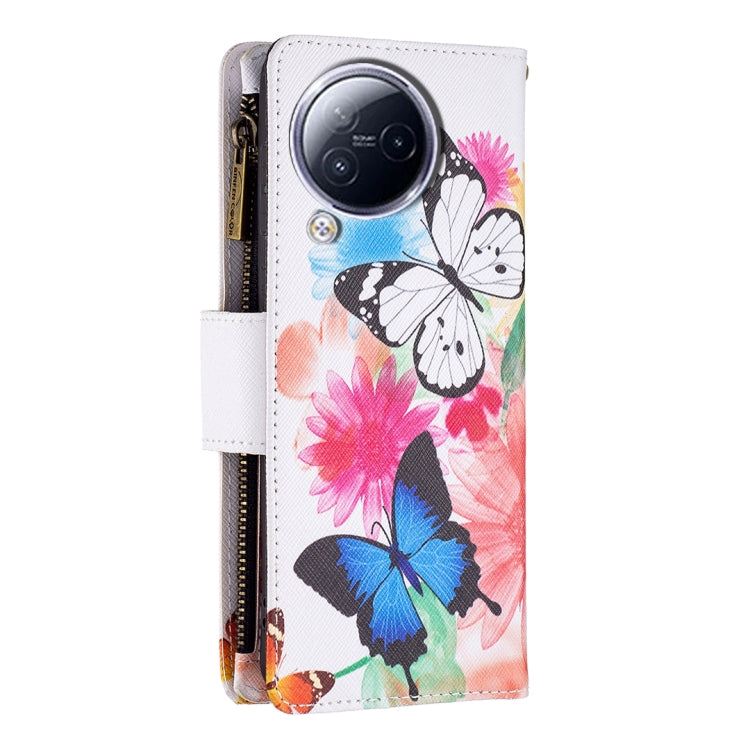 For Xiaomi Civi 3 5G Colored Drawing Pattern Zipper Leather Phone Case(Two Butterflies) - Xiaomi Cases by buy2fix | Online Shopping UK | buy2fix