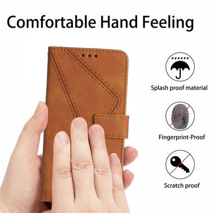 For iPhone 16 Pro Max Stitching Embossed Leather Phone Case(Brown) - iPhone 16 Pro Max Cases by buy2fix | Online Shopping UK | buy2fix