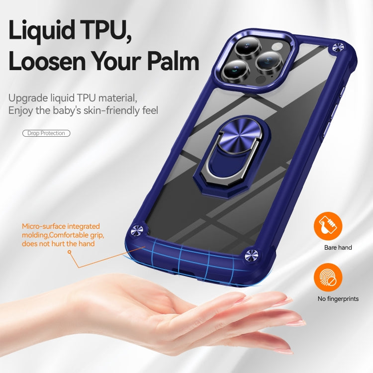 For iPhone 16 Pro Max TPU + PC Lens Protection Phone Case with Ring Holder(Blue) - iPhone 16 Pro Max Cases by buy2fix | Online Shopping UK | buy2fix