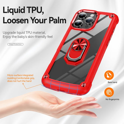 For iPhone 16 Pro TPU + PC Lens Protection Phone Case with Ring Holder(Red) - iPhone 16 Pro Cases by buy2fix | Online Shopping UK | buy2fix