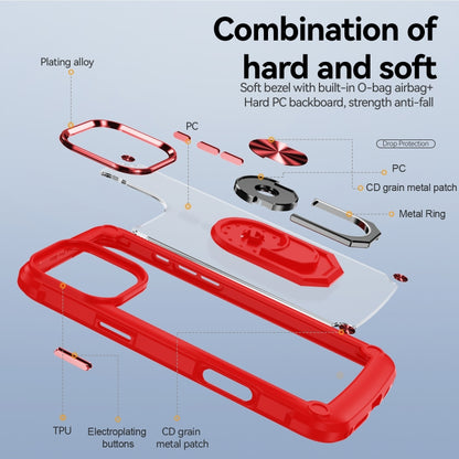 For iPhone 16 Pro TPU + PC Lens Protection Phone Case with Ring Holder(Red) - iPhone 16 Pro Cases by buy2fix | Online Shopping UK | buy2fix