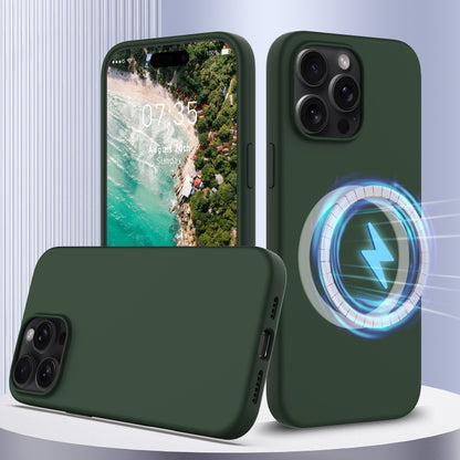 For iPhone 16 Pro Shockproof Silicone Magsafe Phone Case(Dark Green) - iPhone 16 Pro Cases by buy2fix | Online Shopping UK | buy2fix