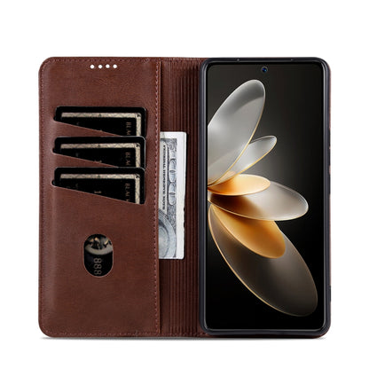 For Xiaomi Redmi K70/K70 Pro AZNS Magnetic Calf Texture Flip Leather Phone Case(Dark Brown) - K70 Pro Cases by AZNS | Online Shopping UK | buy2fix