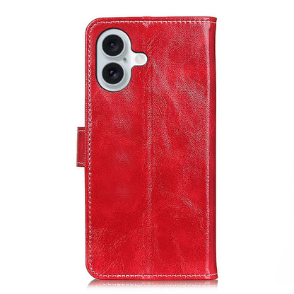 For iPhone 16 Retro Crazy Horse Texture Horizontal Flip Leather Phone Case(Red) - iPhone 16 Cases by buy2fix | Online Shopping UK | buy2fix