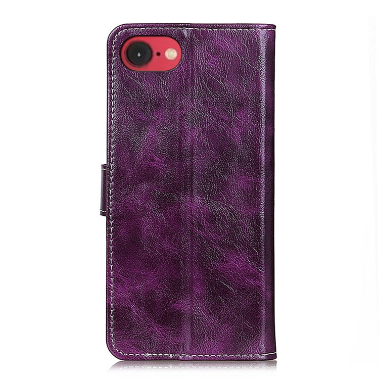 For iPhone SE 2024 Retro Crazy Horse Texture Horizontal Flip Leather Phone Case(Purple) - More iPhone Cases by buy2fix | Online Shopping UK | buy2fix