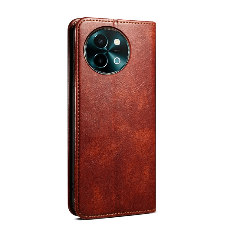 For vivo Y38 5G Global Oil Wax Crazy Horse Texture Leather Phone Case(Brown) - vivo Cases by buy2fix | Online Shopping UK | buy2fix