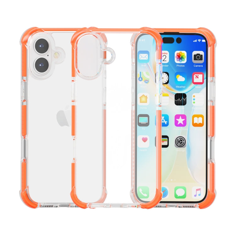 For iPhone 16 Four-corner Shockproof TPU + Acrylic Phone Case(Orange) - iPhone 16 Cases by buy2fix | Online Shopping UK | buy2fix