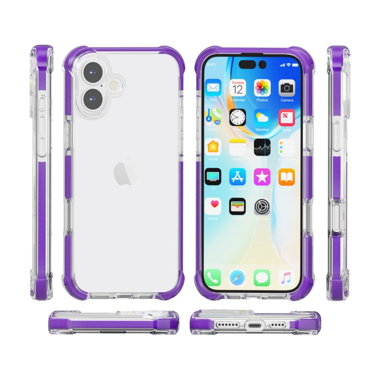 For iPhone 16 Four-corner Shockproof TPU + Acrylic Phone Case(Purple) - iPhone 16 Cases by buy2fix | Online Shopping UK | buy2fix