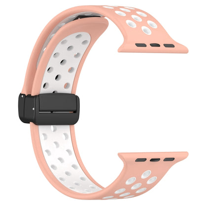 For Apple Watch 5 44mm Magnetic Buckle Silicone Watch Band(Pink White) - Watch Bands by buy2fix | Online Shopping UK | buy2fix