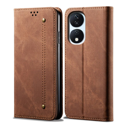 For Honor Play 8T 5G / X7b Denim Texture Flip Leather Phone Case(Brown) - Honor Cases by buy2fix | Online Shopping UK | buy2fix