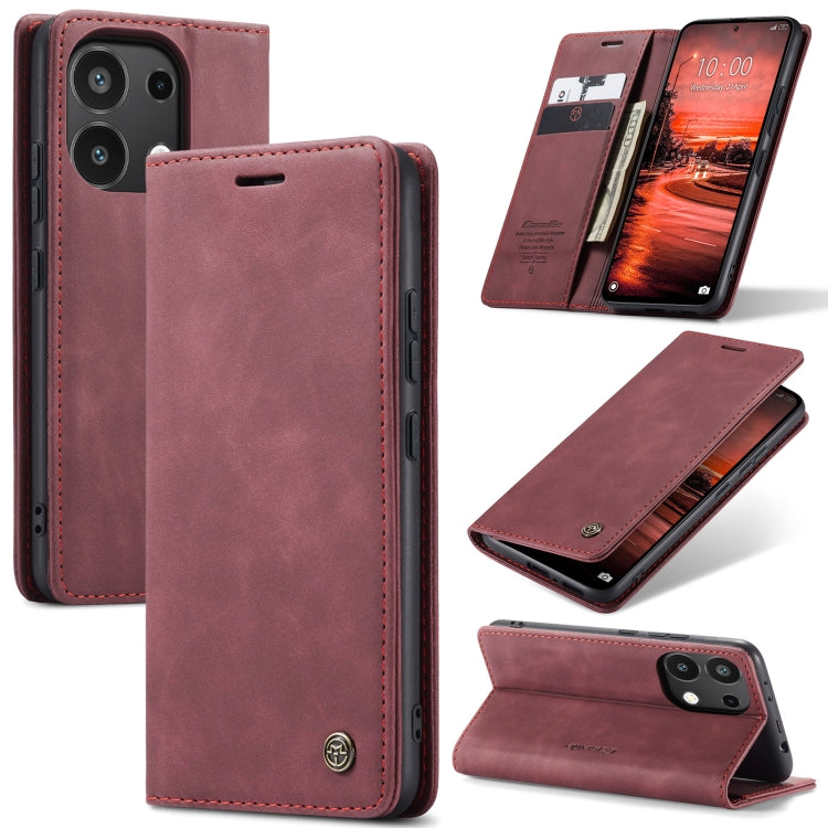 For Xiaomi Redmi Note 13 4G CaseMe 013 Multifunctional Horizontal Flip Leather Phone Case(Wine Red) - Xiaomi Cases by CaseMe | Online Shopping UK | buy2fix