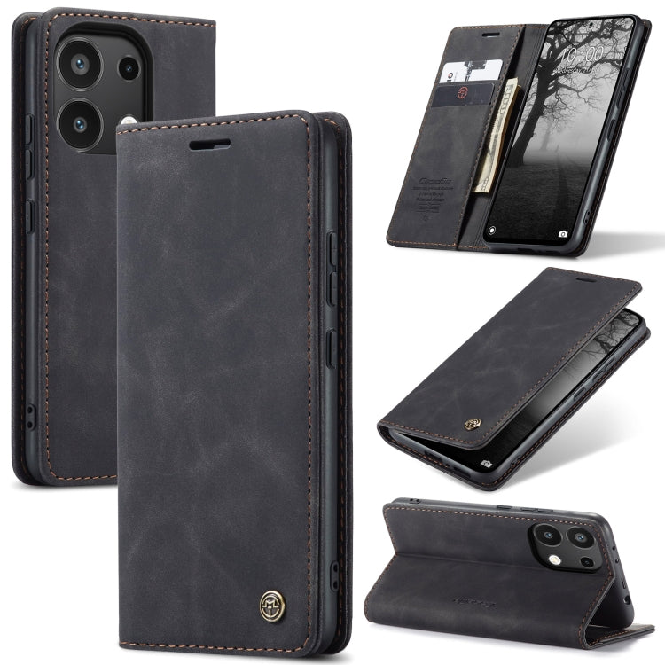 For Xiaomi Redmi Note 13 4G CaseMe 013 Multifunctional Horizontal Flip Leather Phone Case(Black) - Xiaomi Cases by CaseMe | Online Shopping UK | buy2fix