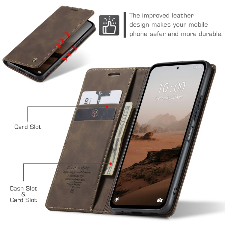 For Xiaomi Redmi Note 13 5G CaseMe 013 Multifunctional Horizontal Flip Leather Phone Case(Coffee) - Xiaomi Cases by CaseMe | Online Shopping UK | buy2fix