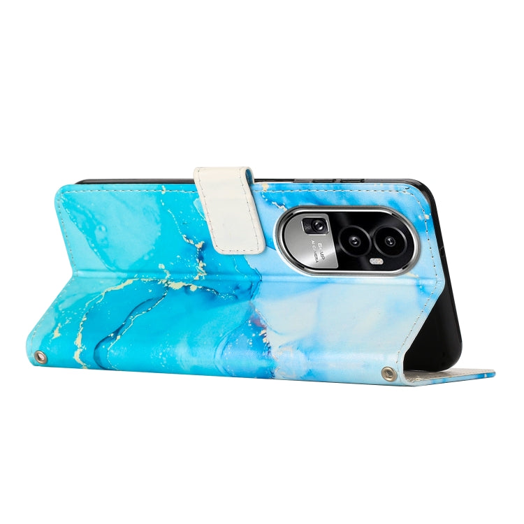 For OPPO Reno10 Pro+ Painted Marble Pattern Leather Phone Case(Blue Green) - OPPO Cases by buy2fix | Online Shopping UK | buy2fix