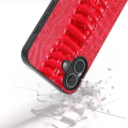 For iPhone 16 Plus ABEEL Genuine Leather Weilai Series Phone Case(Red) - iPhone 16 Plus Cases by buy2fix | Online Shopping UK | buy2fix