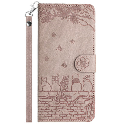 For iPhone 16 Pro Max Cat Embossing Pattern Leather Phone Case with Lanyard(Grey) - iPhone 16 Pro Max Cases by buy2fix | Online Shopping UK | buy2fix