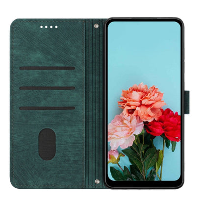 For Infinix Zero 30 5G Skin Feel Stripe Pattern Leather Phone Case with Lanyard(Green) - Infinix Cases by buy2fix | Online Shopping UK | buy2fix