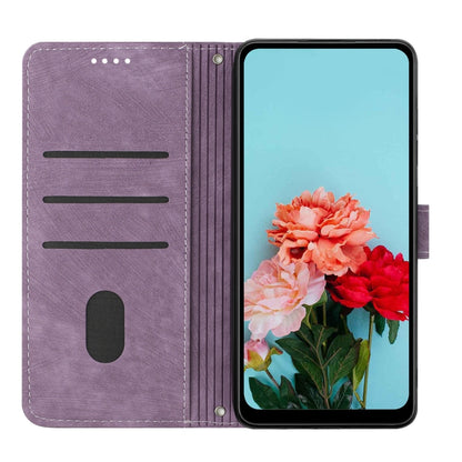 For Infinix Hot 40 / 40 Pro Skin Feel Stripe Pattern Leather Phone Case with Lanyard(Purple) - Infinix Cases by buy2fix | Online Shopping UK | buy2fix