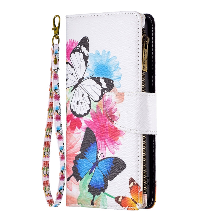 For iPhone 16 Pro Max Colored Drawing Pattern Zipper Phone Leather Case(Two Butterflies) - iPhone 16 Pro Max Cases by buy2fix | Online Shopping UK | buy2fix