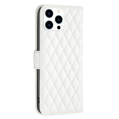 For iPhone 16 Pro Max Diamond Lattice Wallet Flip Leather Phone Case(White) - iPhone 16 Pro Max Cases by buy2fix | Online Shopping UK | buy2fix