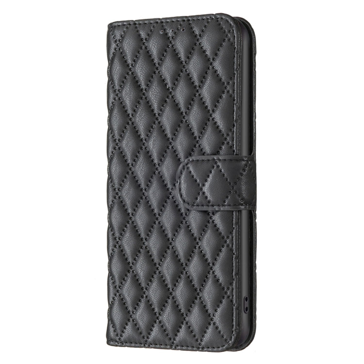 For iPhone 16 Diamond Lattice Wallet Flip Leather Phone Case(Black) - iPhone 16 Cases by buy2fix | Online Shopping UK | buy2fix