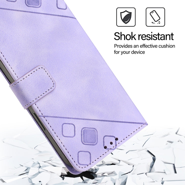 For iPhone SE 2024 Skin-feel Embossed Leather Phone Case(Light Purple) - More iPhone Cases by buy2fix | Online Shopping UK | buy2fix