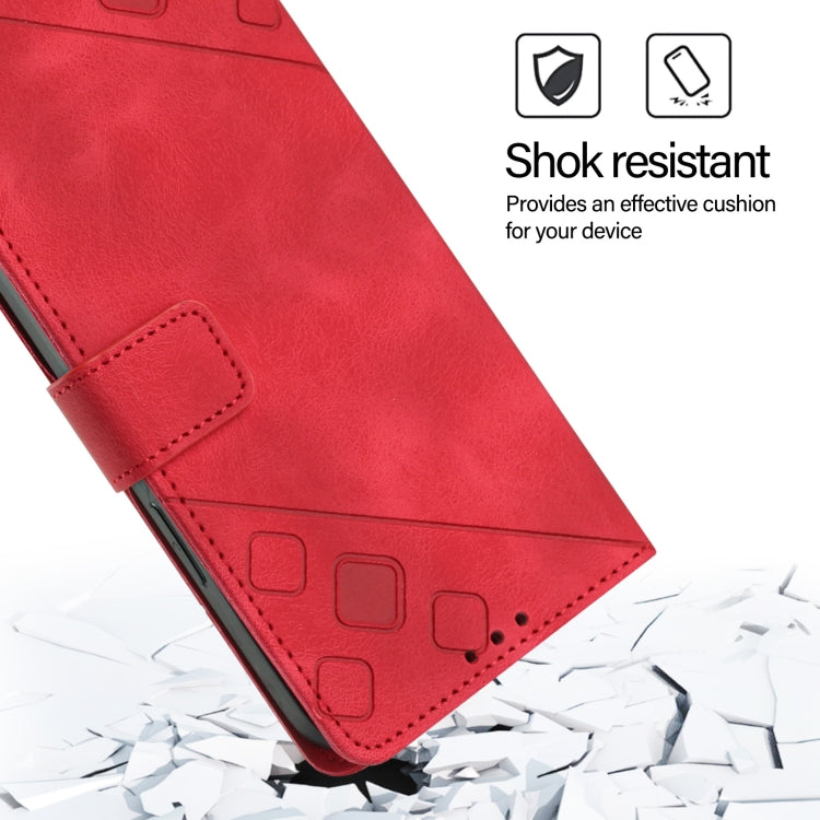 For iPhone SE 2024 Skin-feel Embossed Leather Phone Case(Red) - More iPhone Cases by buy2fix | Online Shopping UK | buy2fix