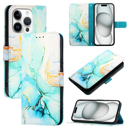 For iPhone 16 Pro PT003 Marble Pattern Flip Leather Phone Case(Green LS003) - iPhone 16 Pro Cases by buy2fix | Online Shopping UK | buy2fix