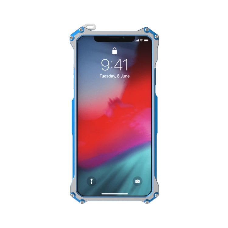 For iPhone X R-JUST Shockproof Armor Metal Protective Case(Blue) - More iPhone Cases by R-JUST | Online Shopping UK | buy2fix