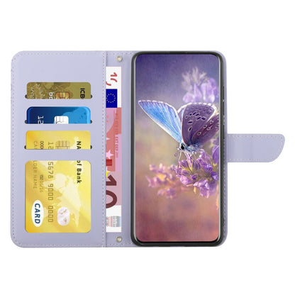 For OnePlus 12 5G Global Skin Feel Butterfly Peony Embossed Leather Phone Case(Purple) - OnePlus Cases by buy2fix | Online Shopping UK | buy2fix