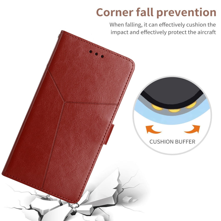 For OnePlus 12 5G Global Y-shaped Pattern Flip Leather Phone Case(Brown) - OnePlus Cases by buy2fix | Online Shopping UK | buy2fix