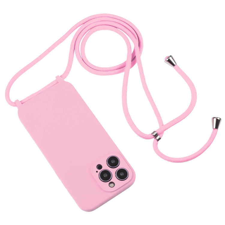 For iPhone 16 Crossbody Lanyard Liquid Silicone Case(Pink) - iPhone 16 Cases by buy2fix | Online Shopping UK | buy2fix