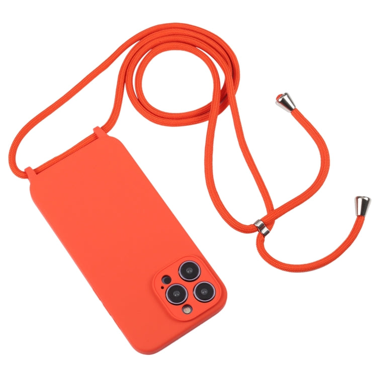 For iPhone 16 Pro Crossbody Lanyard Liquid Silicone Case(Orange) - iPhone 16 Pro Cases by buy2fix | Online Shopping UK | buy2fix