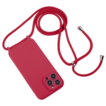 For iPhone 16 Pro Crossbody Lanyard Liquid Silicone Case(Rose Red) - iPhone 16 Pro Cases by buy2fix | Online Shopping UK | buy2fix