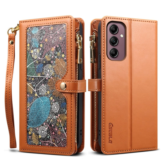 For Samsung Galaxy S23 FE 5G ESEBLE Star Series Lanyard Zipper Wallet RFID Leather Case(Brown) - Galaxy S23 FE 5G Cases by ESEBLE | Online Shopping UK | buy2fix
