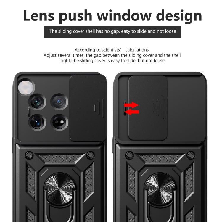 For OnePlus 12 5G Global Sliding Camera Cover Design TPU Hybrid PC Phone Case(Black) - OnePlus Cases by buy2fix | Online Shopping UK | buy2fix