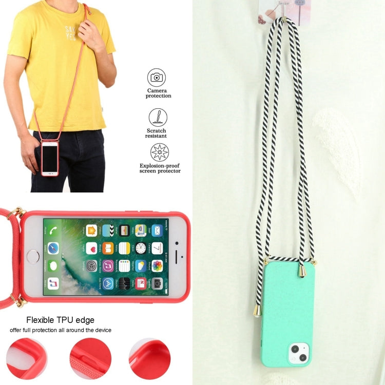 For iPhone 16 Pro Max Wheat Straw TPU Shockproof Phone Case with Neck Lanyard(Green) - iPhone 16 Pro Max Cases by buy2fix | Online Shopping UK | buy2fix